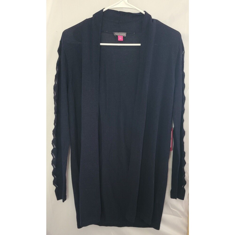 Vince Camuto Blue Open Front Cardigan Sweater NWT Cutout Sleeves Lightweight
